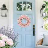 Pink Artificial Cherry Blossom Wreaths for Front Door - 20"