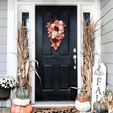 Artificial Floral Teardrop Swag with Pumpkin & Rose for Home Decor -  Burgundy