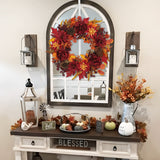 Artificial Fall Floral Wreath for Front Door with Peony Dahlia Pine Cones -24"