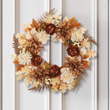 24“ Fall Artificial Silk Dahlia Flower Brown Wreaths