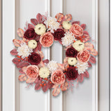 24“ Fall Artificial Silk Rose Flower Pink Wreaths