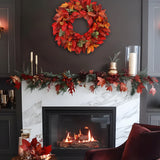 22 lnch Artificial Fall Wreath with Bay & Eucalyptus Leaves for Front Door