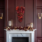 24" Artificial Fall Teardrop Swag Wreath with Claret Grape Leaves