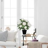 White Fake Peonies Artificial Flowers Potted for Home Decor