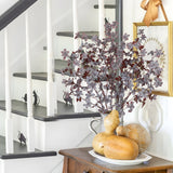 33.5" Artificial Fall Burgundy & White Leaves Stems Branches