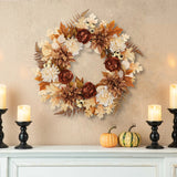 24“ Fall Artificial Silk Dahlia Flower Brown Wreaths