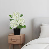 Artificial Hydrangea Silk Flowers Potted for Home Decor -  White