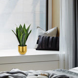 17" Artificial Snake Sansevieria Plant Potted in Gold Pot