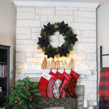 9'' Poinsettia Christmas Flowers 8PCS Black Glitter Floral Picks Large Xmas Ornament Flowers