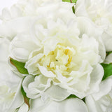 Artificial Peonies Silk Flowers with Faux Water Vase - White