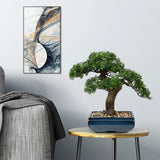 Artificial Bonsai Tree Juniper Potted with Blue Square Ceramic Pots