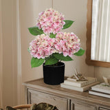 Artificial Hydrangea Silk Flowers Potted for Home Decor -  Pink