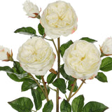 Artificial Roses (Set of 3) – 23.6" Long Stem White Garden Roses Faux Silk Flowers