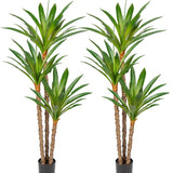 5.5ft Artificial Agave Tree Plant Fake Tropical Potted with 3 Heads - 2pcs