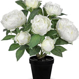 White Fake Peonies Artificial Flowers Potted for Home Decor