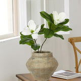 Rustic Ceramic Wide-Belly Flower Vases for Home Decor - Brown