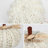 Extra Large Neutral White Yarn Fall Pumpkins, 3 Sizes Handmade Knitted Crocheted Pumpkins