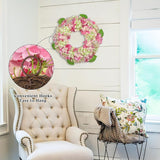 Artificial Pink Hydrangea Flower Wreath for Door Decor - 20"