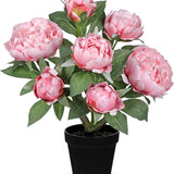 Pink Fake Peonies Artificial Flowers Potted for Home Decor