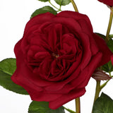 Red Artificial Roses Flowers Potted with Blue and White Porcelain Vase