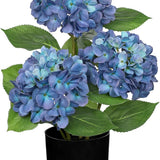 Artificial Hydrangea Silk Flowers Potted for Home Decor -  Blue