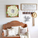 Artificial White Hydrangea Flower Wreath for Door Decor - 20"