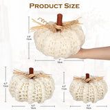 Extra Large Neutral White Yarn Fall Pumpkins, 3 Sizes Handmade Knitted Crocheted Pumpkins