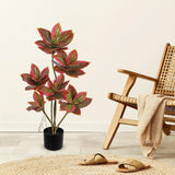 Artificial Agave Plant Fake Tropical Yucca Palm Tree with Red Leaves - 2.95ft