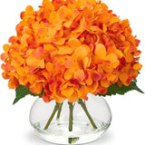 Artificial Peonies Silk Flowers Bouquet with Faux Water Vase - Orange
