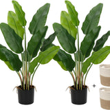 2pcs Large Artificial Bird of Paradise Plant in Pot 30" Fake Palm Tropical Ferns Potted Plants