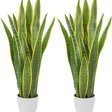 28" Artificial Snake Plant Potted Faux Sansevieria Trifasciata Plants -2pac