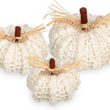 Extra Large Neutral White Yarn Fall Pumpkins, 3 Sizes Handmade Knitted Crocheted Pumpkins