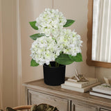 Artificial Hydrangea Silk Flowers Potted for Home Decor -  White