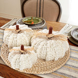 Extra Large Neutral White Yarn Fall Pumpkins, 3 Sizes Handmade Knitted Crocheted Pumpkins