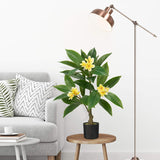 Yellow Artificial Plumeria Flowers Tree Potted with Black Pot - 26.77''