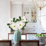 19.6” Artificial Faux White Magnolia Picks with Large Blooms and Green Leaves for Home Decor