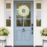 Artificial White Hydrangea Flower Wreath for Door Decor - 20"
