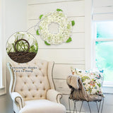 Artificial White Hydrangea Flower Wreath for Door Decor - 20"