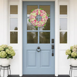 Artificial Pink Hydrangea Flower Wreath for Door Decor - 20"