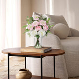 Fake Flowers in Vase with Faux Water Artificial Silk Rose Flowers Arrangement