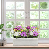 Artificial Wildflowers Flowers Mixed Daisy Bellflowers in Wooded Pot
