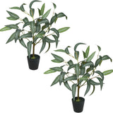 20'' Artificial Eucalyptus Willow Leaves Plant Potted in Black Pot - 2pack