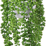 Artificial Succulents Hanging Fake String of Pearls Greenery with Planter