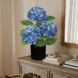 Artificial Hydrangea Silk Flowers Potted for Home Decor -  Blue