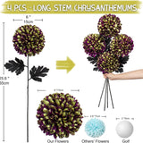 Autumn Purple Artificial Silk Chrysanthemum Bouquet Flowers