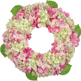 Artificial Pink Hydrangea Flower Wreath for Door Decor - 20"