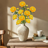 Yellow Ranunculus Artificial Flowers Bouquets Set of 5 25.9'' Long Stems