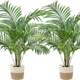 Artificial Palm Silk Tree Plant 4ft Fake Tropical Bonsai Plants 48 Inch with Black Plastic Pot