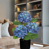 Artificial Hydrangea Silk Flowers Potted for Home Decor -  Blue