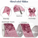 Christmas Ribbon 2.5 Inch Christmas Tree Ribbon with Metallic Wired Silver Edge Velvet Ribbon for Valentine's Day
